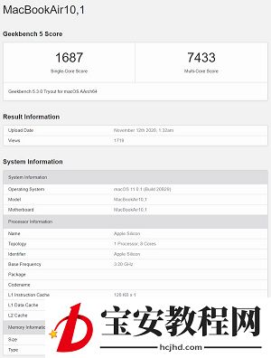 苹果m1芯片跑分多少 苹果m1芯片跑分性情介绍